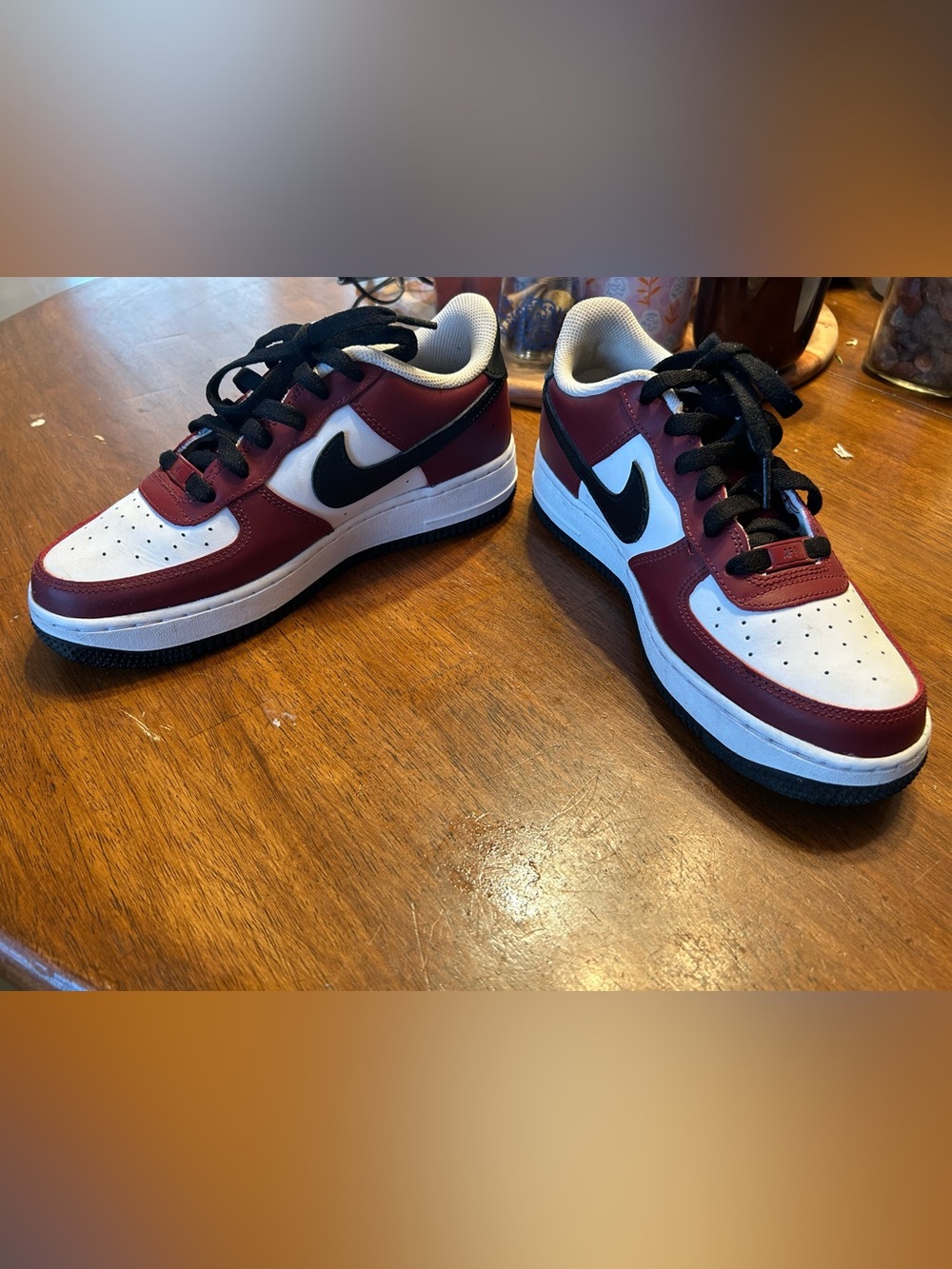Nike Dunks Low-Top Sneakers in Burgundy, White & Black